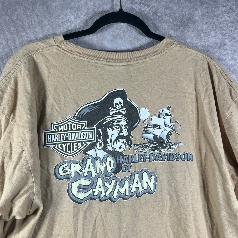 Harley-Davidson Grand Cayman Shirt Mens Size XL Tan Graphic Motorcycle Biker
